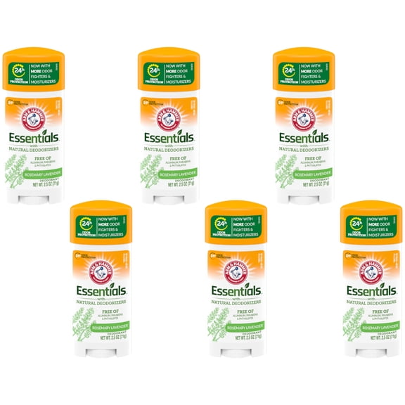 ARM & HAMMER Essentials Natural Deodorant Fresh Rosemary Lavender2.50 oz (Pack of 6)