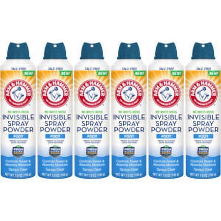6 Pack Arm & Hammer No White Mess Invisible Spray Foot Powder, 7 Ounces Each