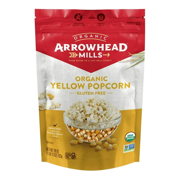 (6 Pack)Arrowhead Mills Organic Popcorn Yellow, 28 oz
