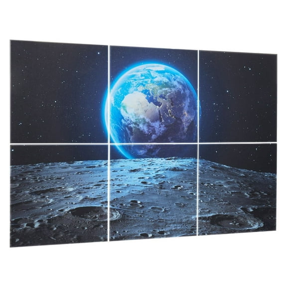6 Pack Art Acoustic Panels, 70.87 x 47.24 x 0.4 inch Soundproof Wall Tiles, Self Adhesive Decorative Sound Dampening Absorbing Boards for Home, Office, Studio, Gaming Room,Theater, Earth