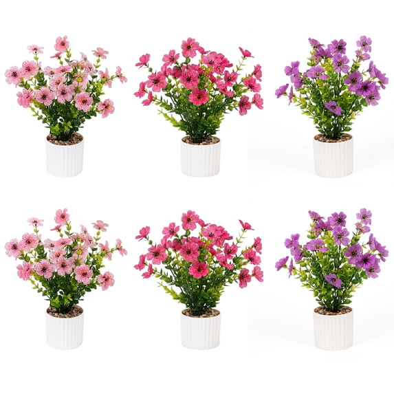 Flower Consumption 6‑Pack Artificial Flower Table Centerpieces, Faux Hydrangea Fake Potted ...