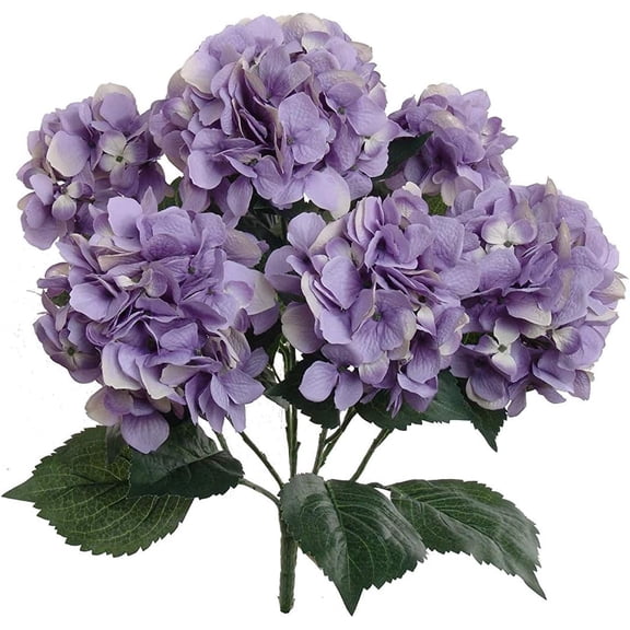 6 Pack Artificial Hydrangea Silk Flowers Lavender  Faux Hydrangea Flower Bush with 7 Large Bloom Clusters for Indoor & Outdoor Home, Wedding & Event Dcor