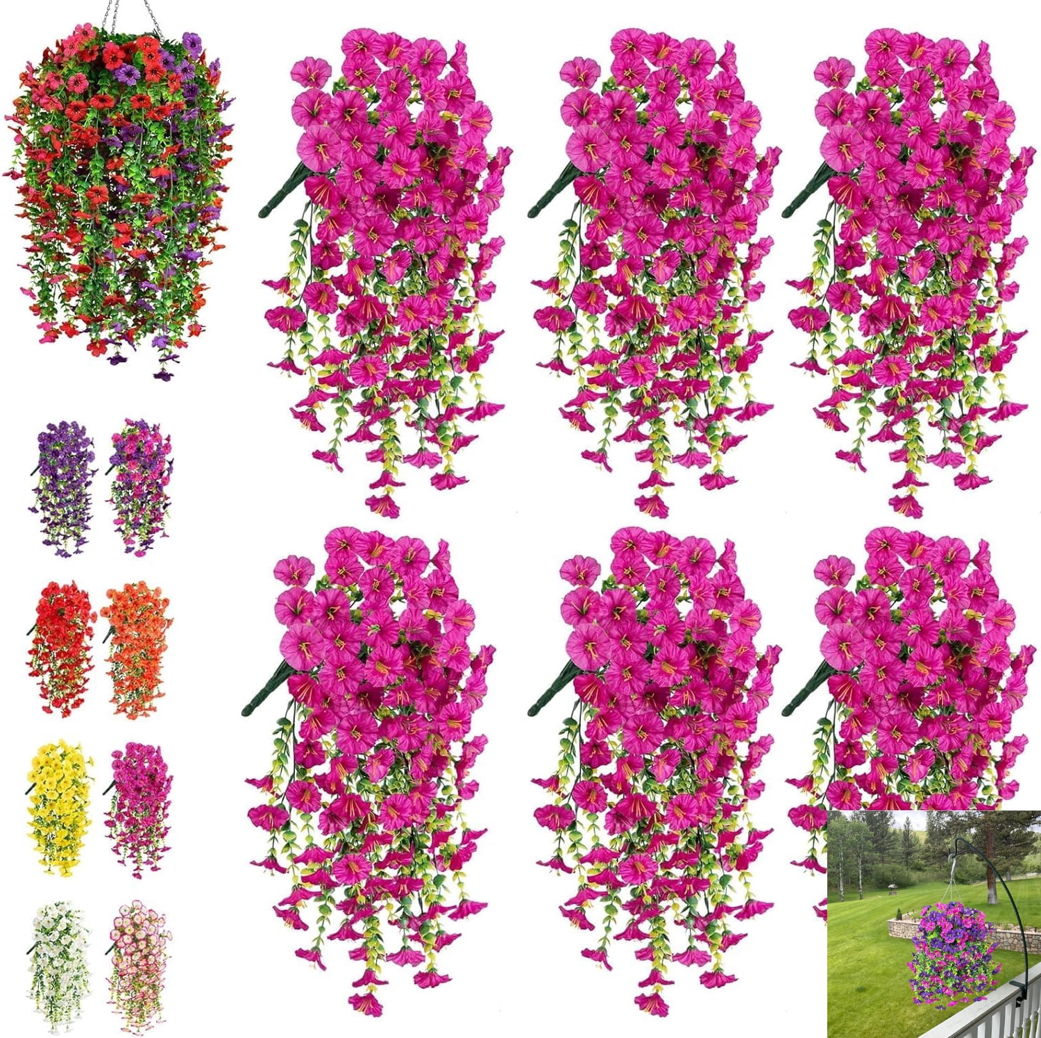 Good Morning Fake Spring 6 Pack Artificial Morning Glory Flowers, UV-Resistant Precisetrue ...