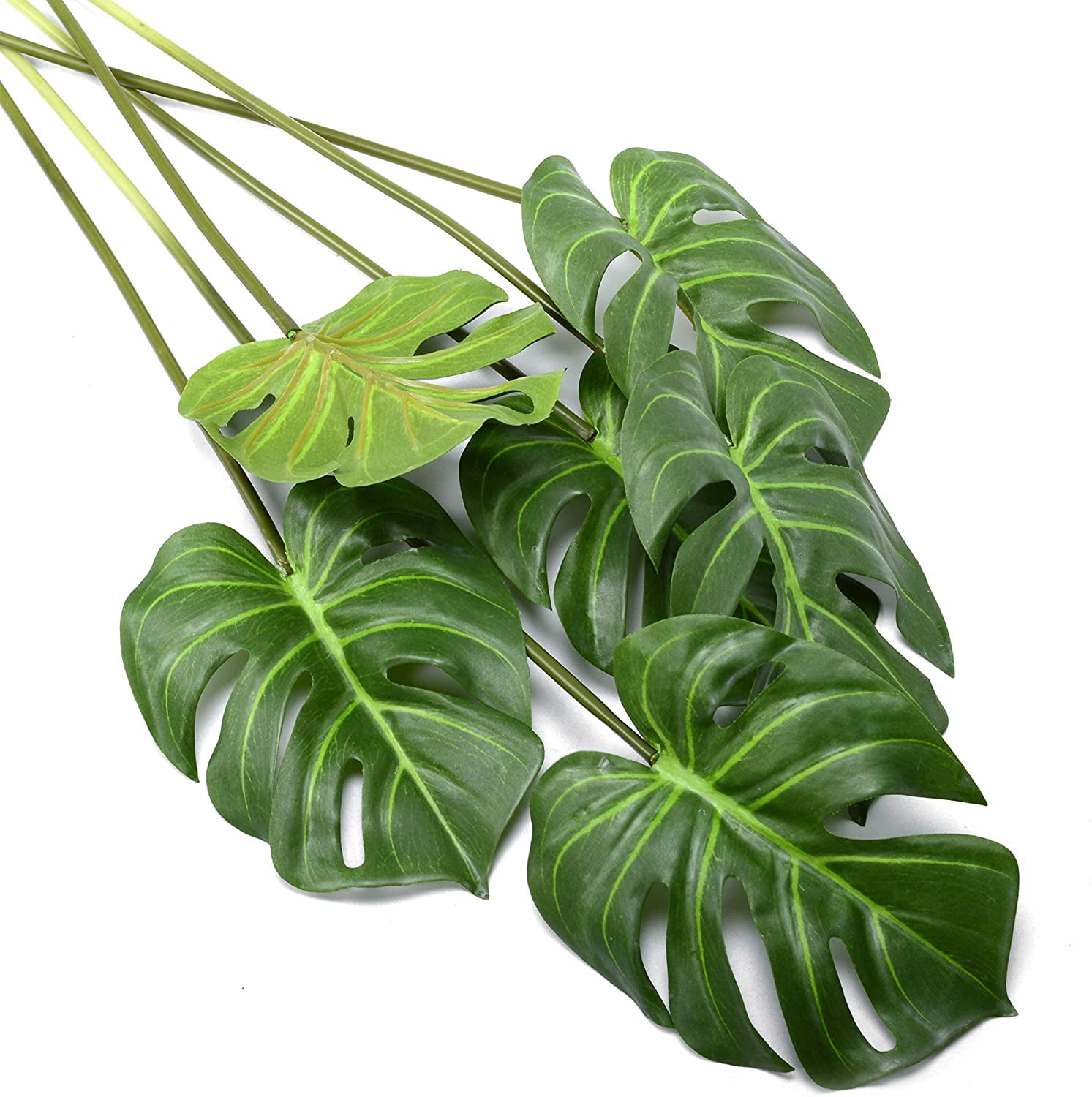 6 Pack Artificial Plants Palm Tree Leaves Faux Turtle Fake Tropical Large Imitation Leaf for Home Kitchen Party Flowers Arrangement Wedding Decorations