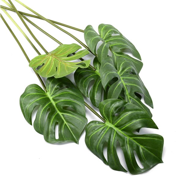 6 Pack Artificial Plants Palm Tree Leaves Faux Turtle Fake Tropical Large Imitation Leaf for Home Kitchen Party Flowers Arrangement Wedding Decorations
