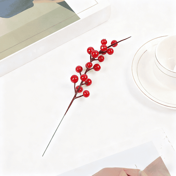 6 Pack Artificial Red Berry Stems Winter Red Berries Holly Berry Branches10.6 Inches Fake Burgundy Berry Picks for Floral Arrangements Holiday Home DIY Crafts Decor