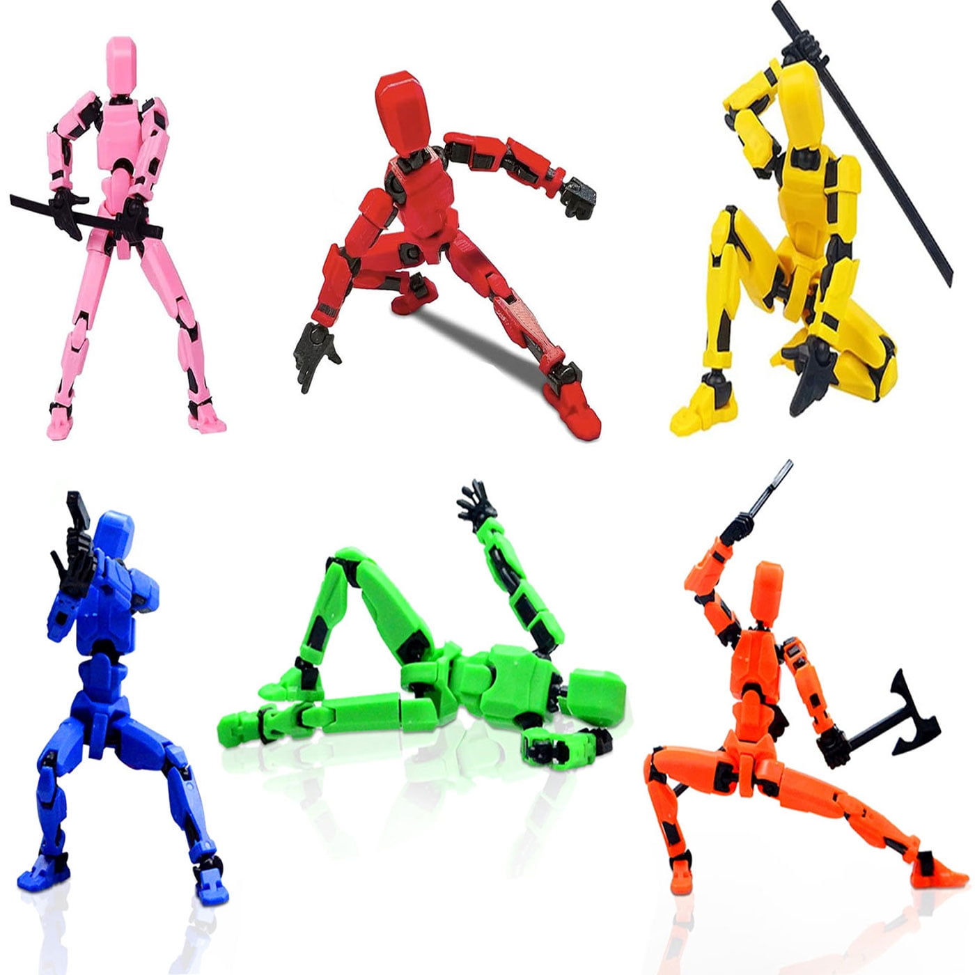 (6 Pack Assembly Completed ) Action Figure Set - Multi-Jointed, DIY Assembly Kit, Fully Articulated Robot Models, Suitable For Stop Motion Animation, Halloween and Christmas Gifts