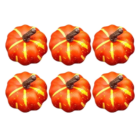 6-Pack Assorted Artificial Orange Pumpkins – Dense Foam Fall Decor for Halloween, Thanksgiving, and Table Centerpieces