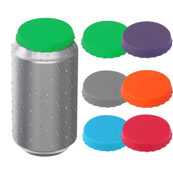 6 Pack Assorted Silicone Soda Can Lids, Airtight Leak-Proof Covers for Standard Beverage Cans