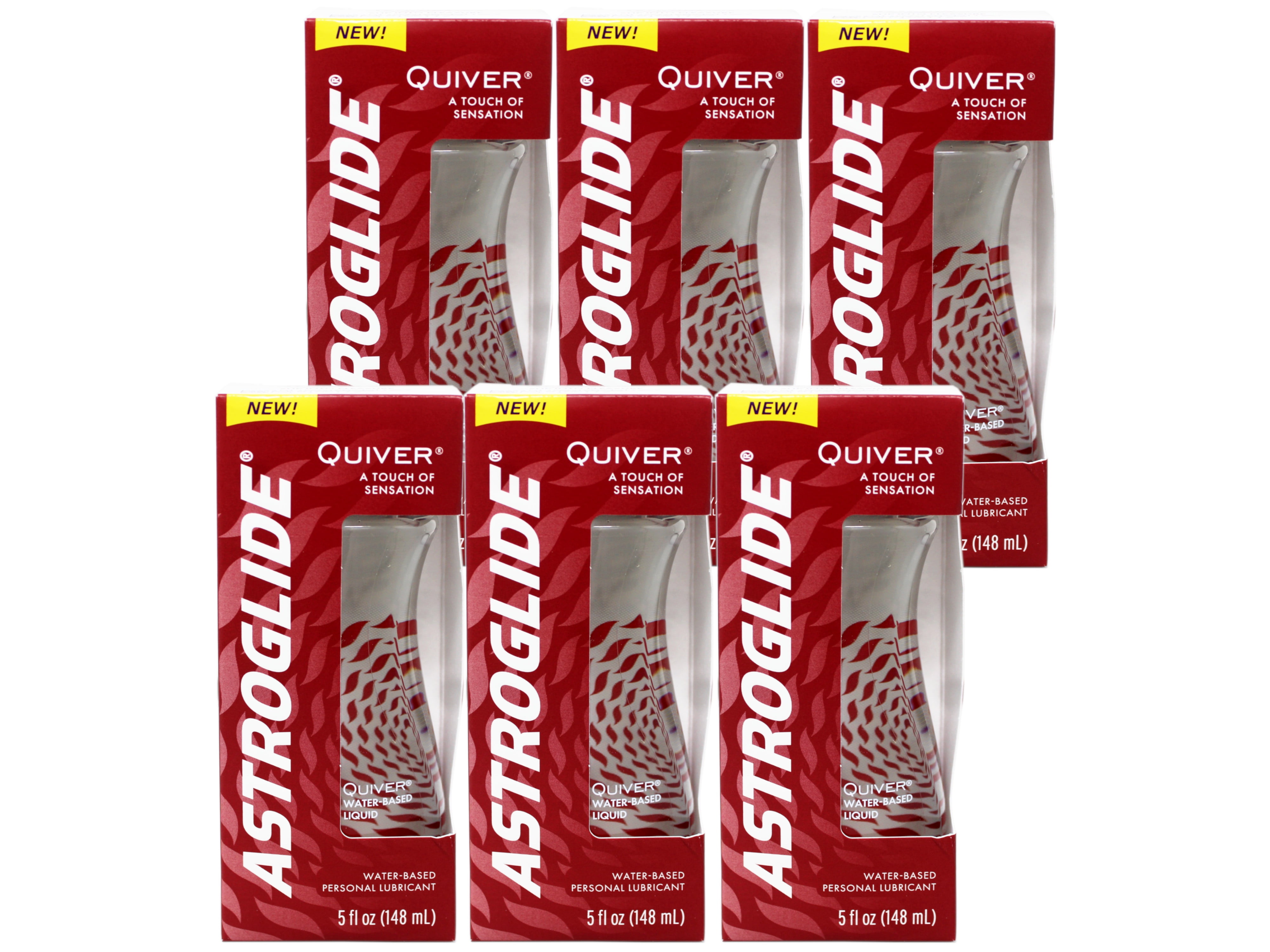 6 Pack - Astroglide Quiver Personal Lubricant, Water Based Lube, 5 FL OZ