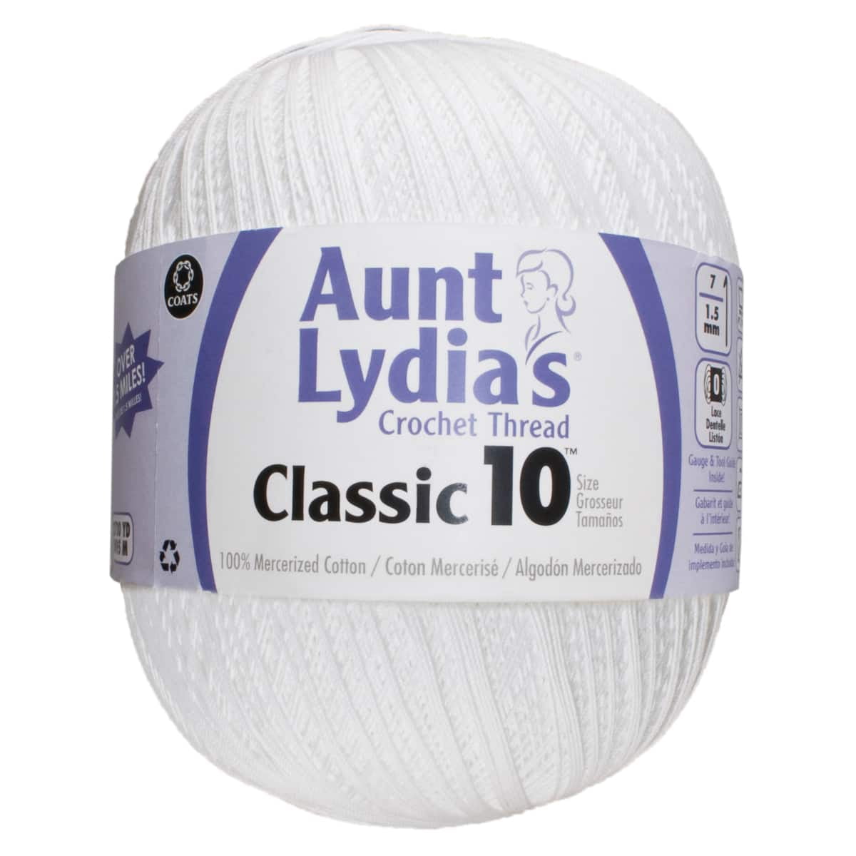 Aunt Lydia's Classic White Crochet Thread, 6 Pack