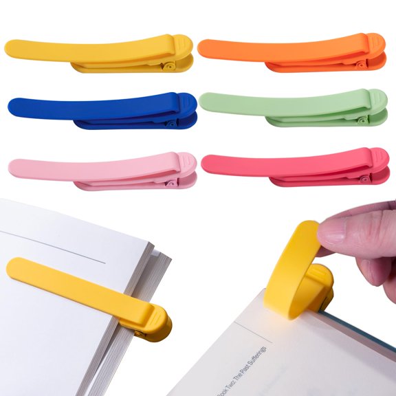 6 Pack Automatic Bookmark, Silicone Colorful Bookmarks Clip, Smart Bookmarks