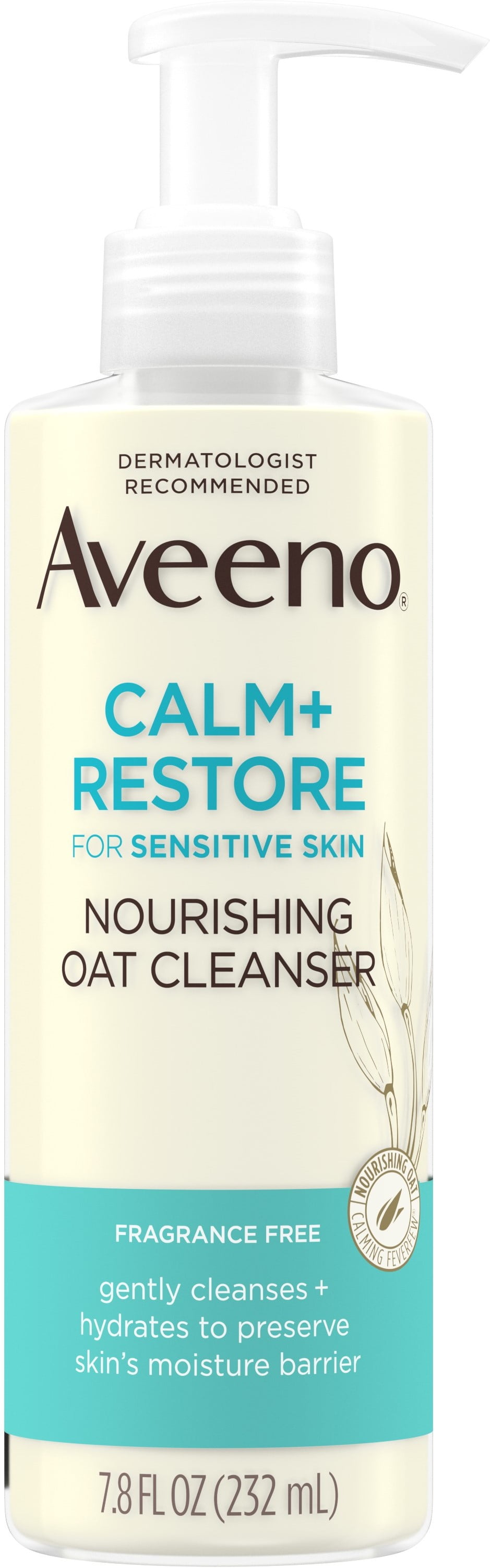 6 Pack - Aveeno  Calm + Restore Nourishing Oat Facial Cleanser for Sensitive Skin, Gentle Gel Face Wash with Nourishing Oat & Calming Feverfew 7.8 oz