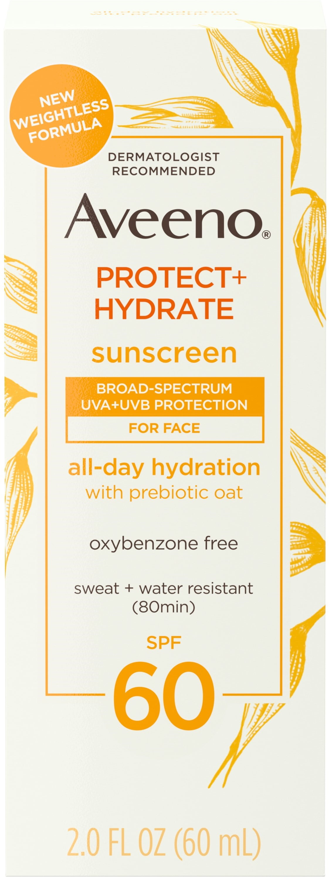 6 Pack - Aveeno Protect + Hydrate Moisturizing Face Sunscreen Lotion with Broad Spectrum SPF 60, 2 fl. oz 1 ea