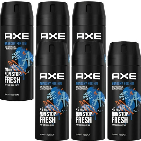 6 Pack Axe Anarchy Mens Deodorant Body Spray, 150ML