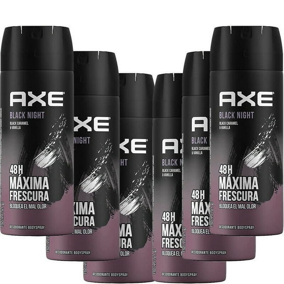 6 Pack Axe Black Night Mens Deodorant Body Spray, 150ml