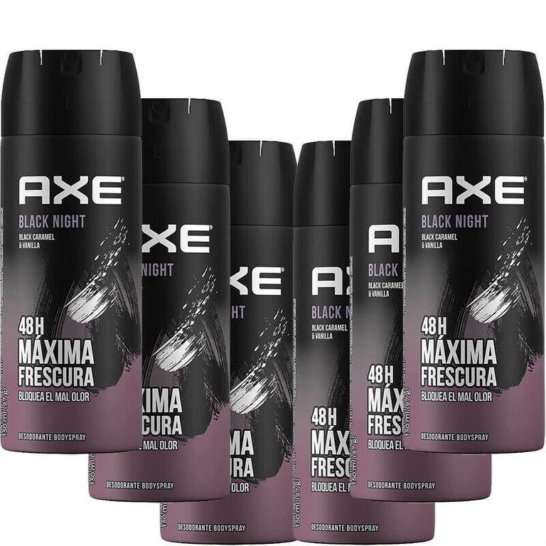 Axe, Deodorant Body Spray, Black Night, 150ml, 6 Pack