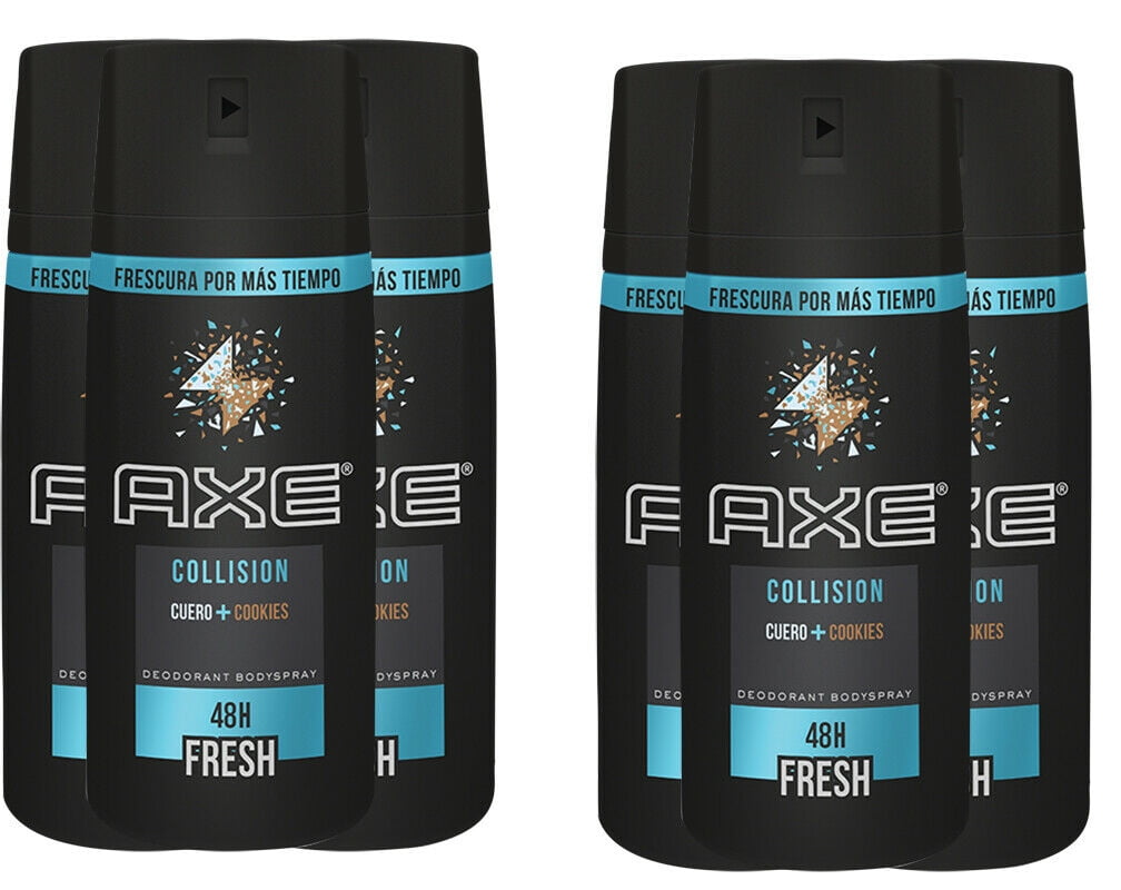 6 Pack Axe Collision Mens Deodorant Body Spray 48 Hours Fresh , 150ml