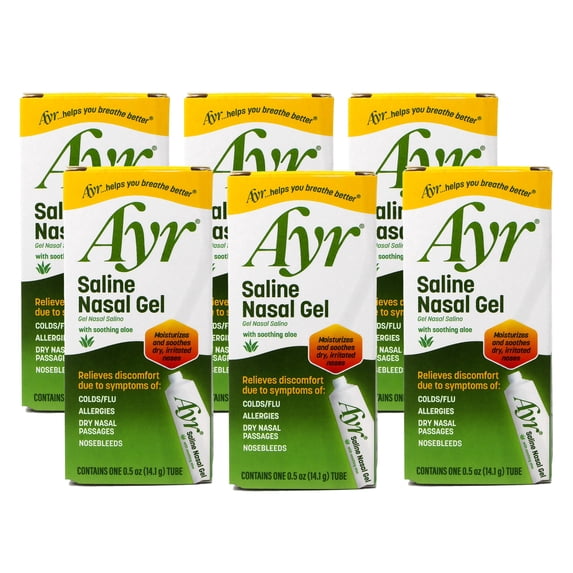 AYR Saline Nasal Gel with Soothing Aloe, 0.5 oz - 6 Pack