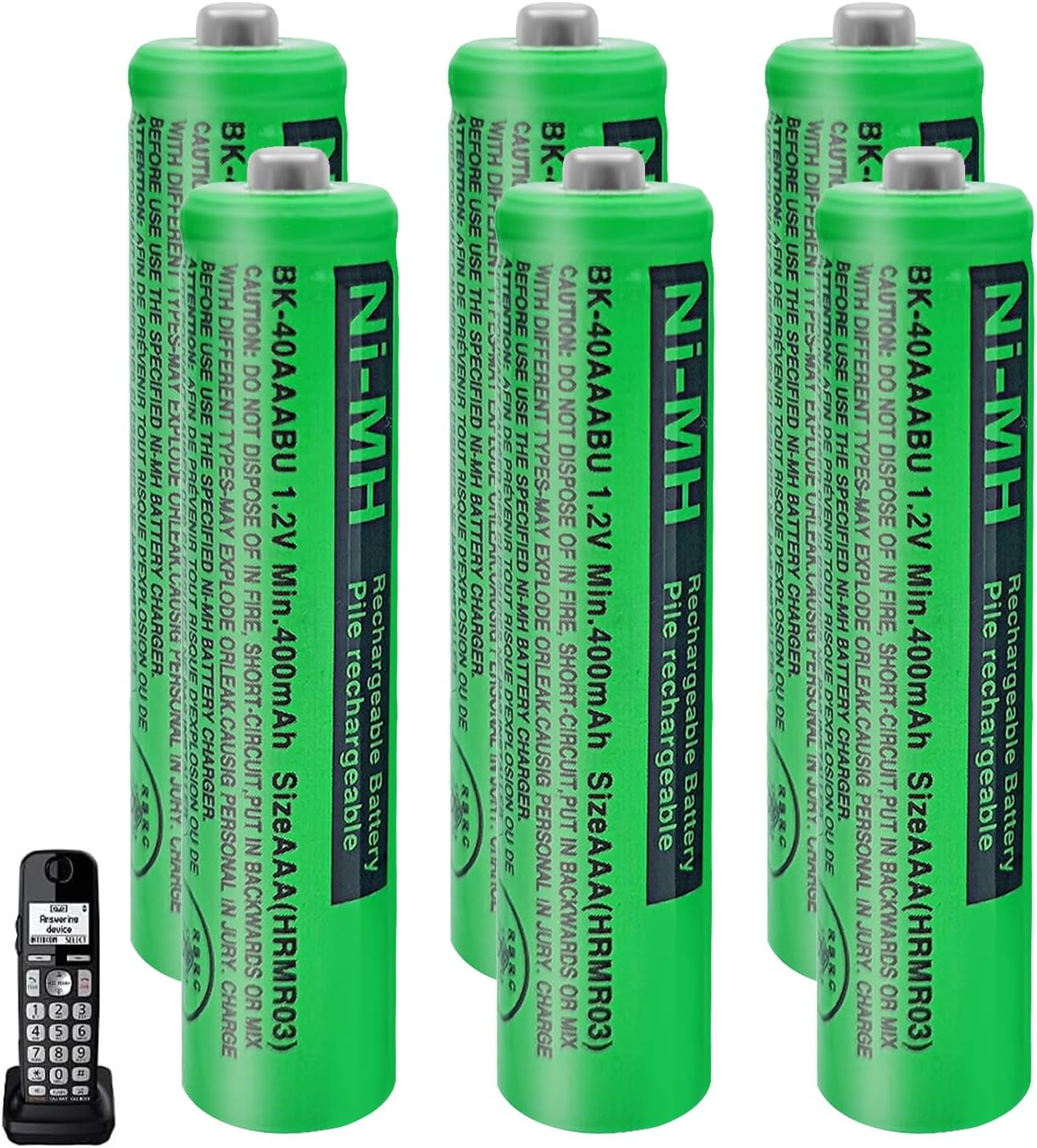 Piles AAA Rechargeables Ni-MH 400mAh - Lot De 4, 1.2V, Pour Téléphone Sans Fil Panasonic, Gigaset - 4