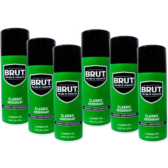 Brut Classic Deodorant Spray for Men, Aluminum Free, Powerful Odor Protection, 10 oz (Pack of 6)