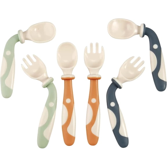6-Pack Baby Bendable Spoons and Forks Set - 360 Flexible Training Utensils for Self-Feeding & BLW - BPA Free, No Spring-Back, Easy Grip for Left/Right Handed Toddlers