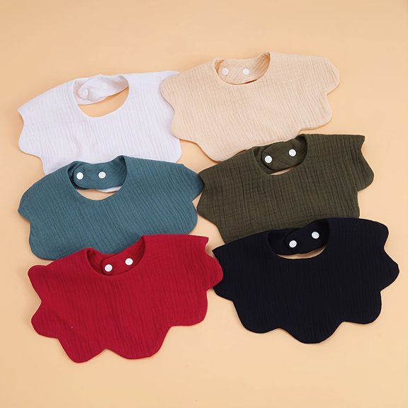 6-Pack Baby Flower-Shaped Saliva Towel Bib Soft Absorbent Breathable Muslin Bib