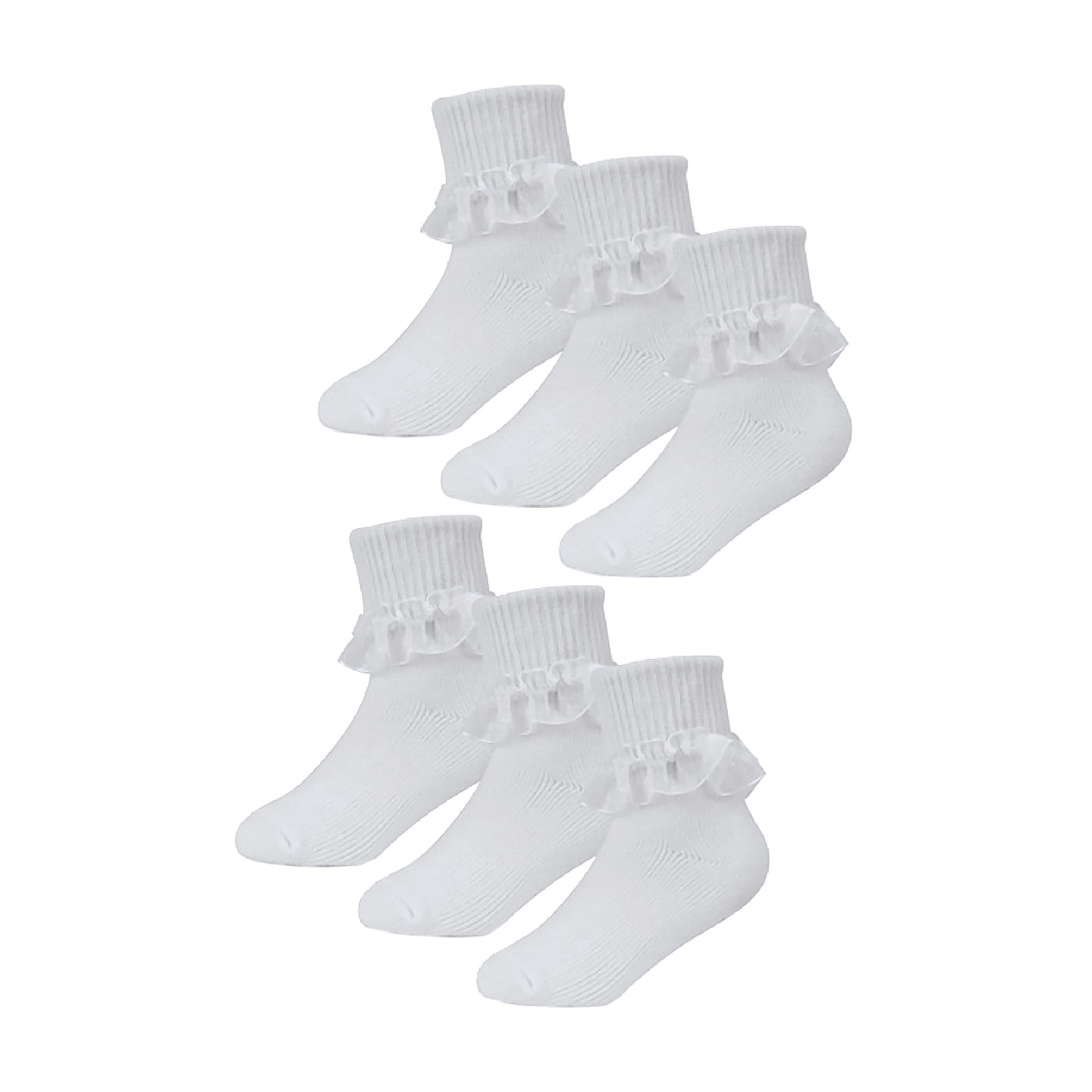 6 Pack Baby Girl Frilly Lace Socks | Sock Snob | Cotton Fancy Socks for ...