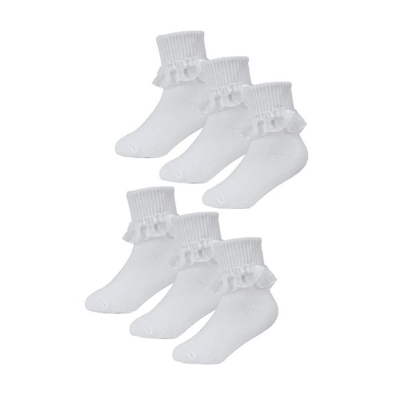 6 Pack Baby Girl Frilly Lace Socks | Sock Snob | Cotton Fancy Socks for Toddler