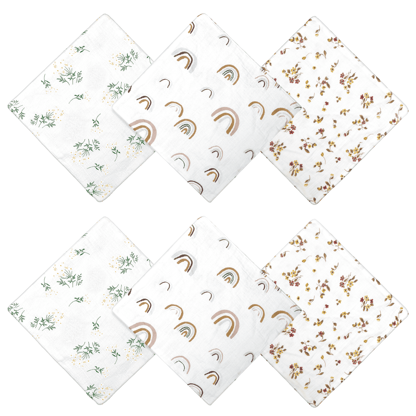 Winreal 6pack Baby Muslin Washcloths for Unisex 100% Cotton Wash Cloth Set for Baby Face Body Comfy and Soft for Newborn Infants Kids Girls and Boys