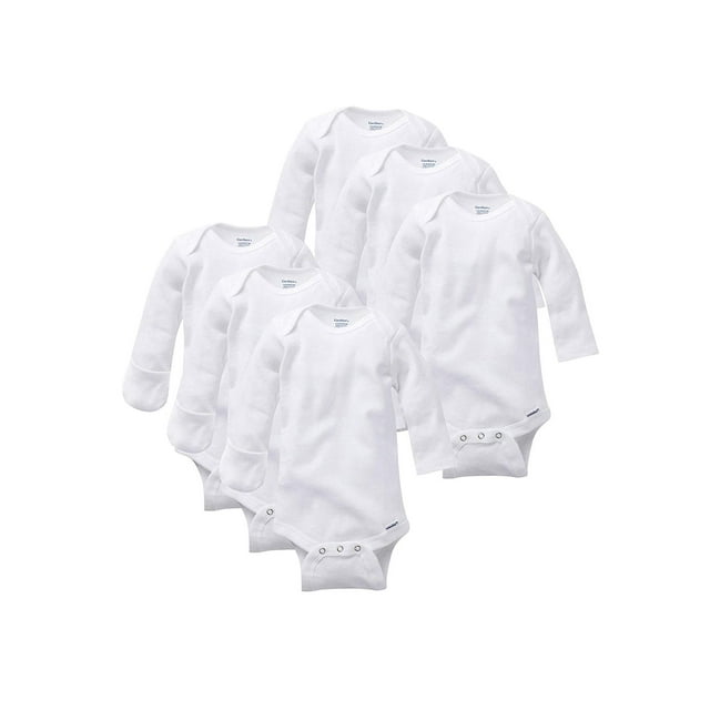 6Pack Baby Neutral Long Sleeve Onesies® Bodysuit With Mitten Cuffs