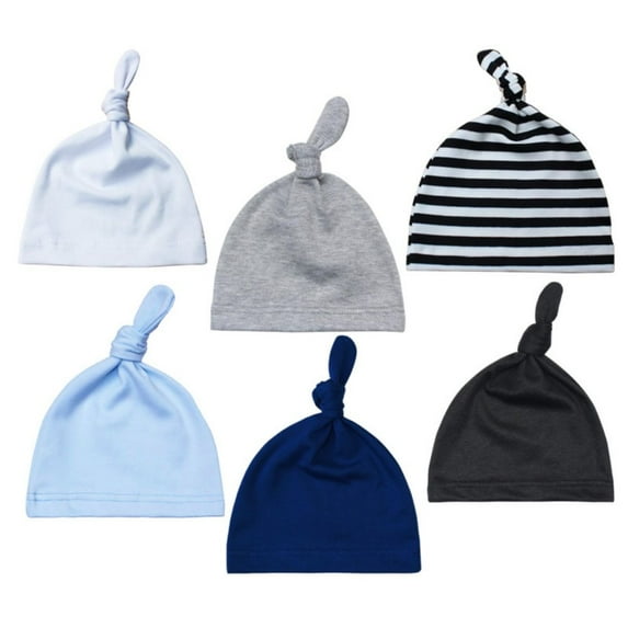 6 Pack Baby Newborn Hats Set Knot Beanie Hats Soft for Infant Baby Girls Boys Caps 0-6 Months