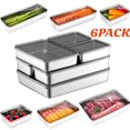 thumbnail image 1 of 6 Pack Bacon Cheese Container for Refrigerator, 304 Stainless Steel Airtight Deli Meat Container, Dishwasher Safe Fridge Storage Fruit Lunch Storage with Lids for Fridge, 4 Sizes, 1 of 12