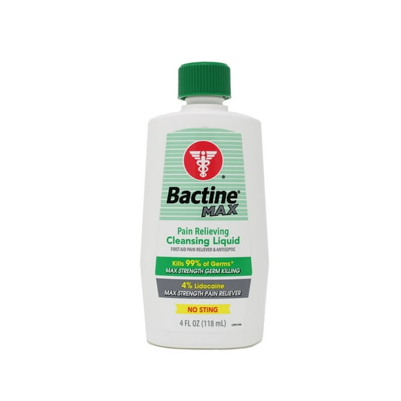 6 Pack Bactine MAX Pain Relieving Cleansing Liquid with 4% Lidocaine, 4 Ounce
