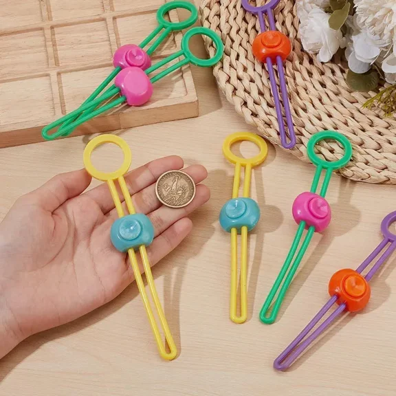 6 Pack Bag Clips Strap Sealer Organizer Zipper Pulls Food Sealing Clip for Snack Bread Bags Wire Cable Cord Tie Wrap Rope Kitchen Home Storage Tool with Handle Grip Hanging Hook