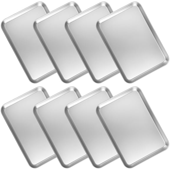 6 Pack Baking Sheet Stainless Steel, 8 x 5 Inch Small Baking Sheets, Rectangle Cookie Sheets, Small Metal Sheet Pans for Kitchen, Hand Project, Smooth Polished