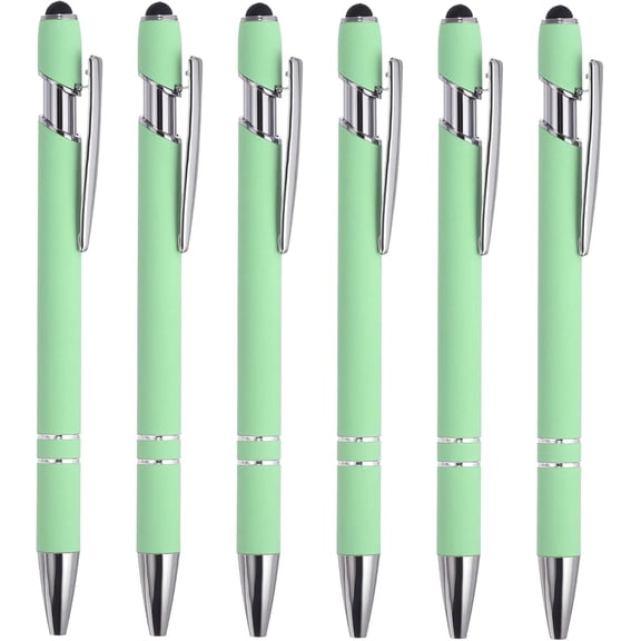 6 Pack Ballpoint Pens with Stylus Tip, 2 in 1 Metal Pen Black Ink 1.0mm Medium Point Stylus Pen for Touch Screens