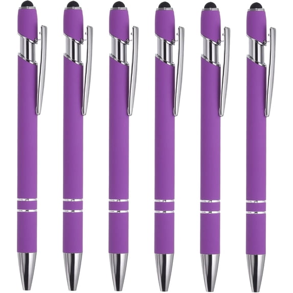 6 Pack Ballpoint Pens with Stylus Tip, 2 in 1 Metal Pen Black Ink 1.0mm Medium Point Stylus Pen for Touch Screens