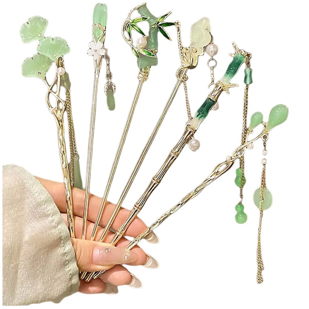 6 Pack Bamboo Chinese Hair Sticks With Tassels Retro Hair Pins For 6-pack-bamboo-chinese-hair-sticks-with-tassels-retro-hair-pins-for