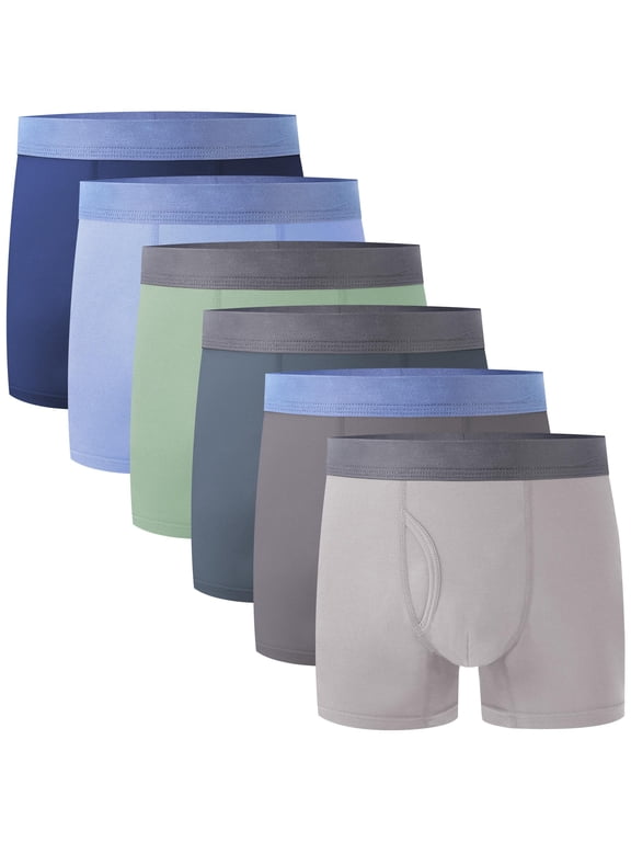 6-Pack Bamboo Cool Boys Boxer Briefs 8-10Y Moisture-Wicking Lightweight