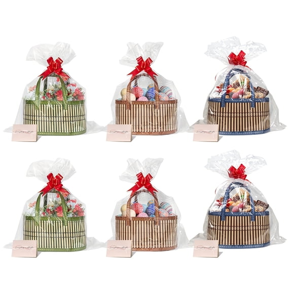 6-Pack Bamboo Storage Baskets Gift Wrap Organizer Christmas Easter Craft Sewing Wedding Favor Basket