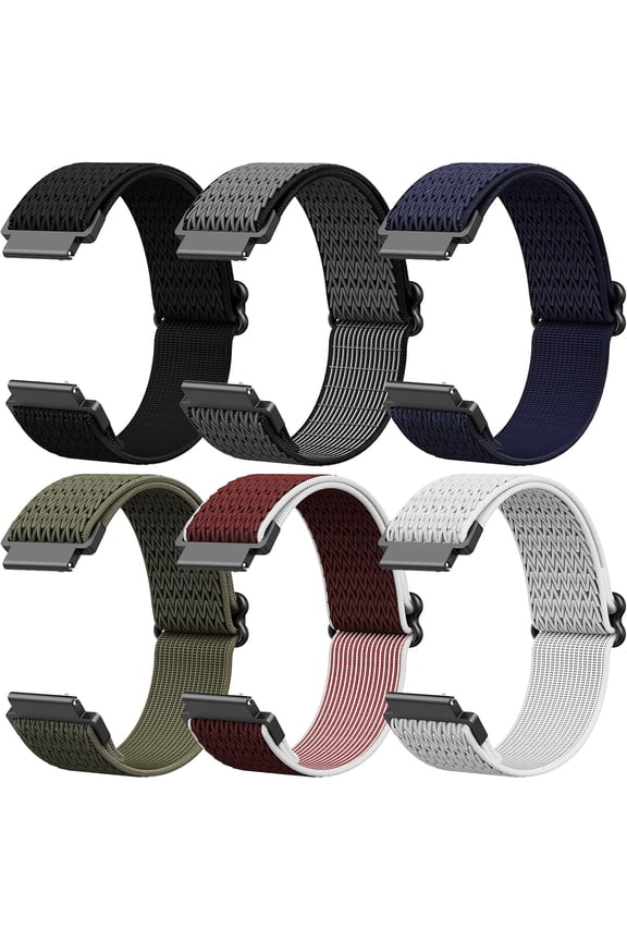 6-Pack Bands for Aeac AR-01/Fitpolo AR-01 Smart Watch Bands Smartwatch, Elastic Nylon Lightweight Soft Stretchable Replacement Straps Watch Men & Women