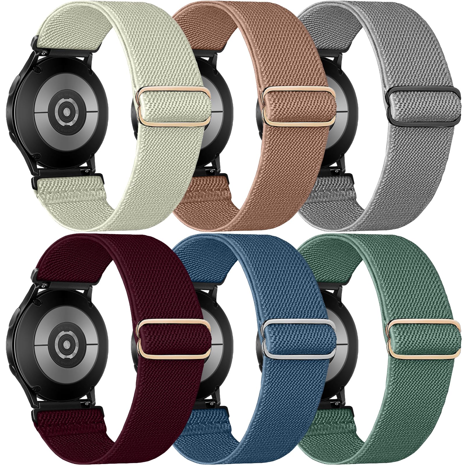 6 Pack Bands Compatible with Samsung Galaxy Watch 4 5 6 Band 40mm 44mm