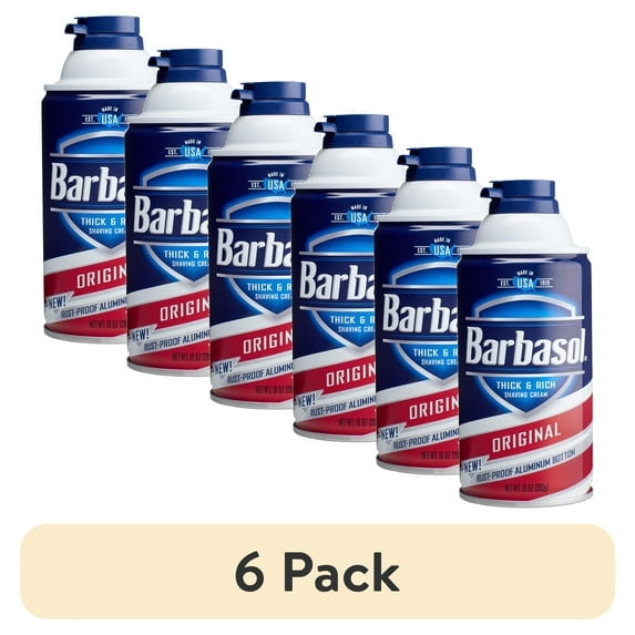 6 Pack - Barbasol, Thick & Rich Shaving Cream, Original - 10oz Each