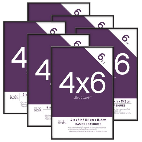 6 Pack Basics 4" x 6" Black Frames by Studio Decor