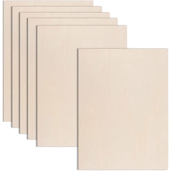 6 Pack Basswood Sheets for Crafts-18 x 24 x 1/8 Inch- 3mm Thick Plywood Sheets with Smooth Surfaces Unfinished Wood Boards for Laser Cutting, Wood Burning, Architectural Models, Staining