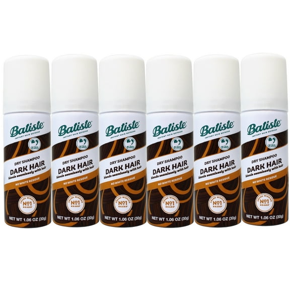 6 Pack - Batiste Dry Shampoo, Divine Dark, Mini Travel Size Spray 1.6 Oz Each