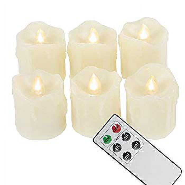 6 Pack Battery Operated Flameless LED Drips Votive Candles with Remote