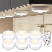 6 Pack Battery Operated LED Push Lights with Wireless Remote