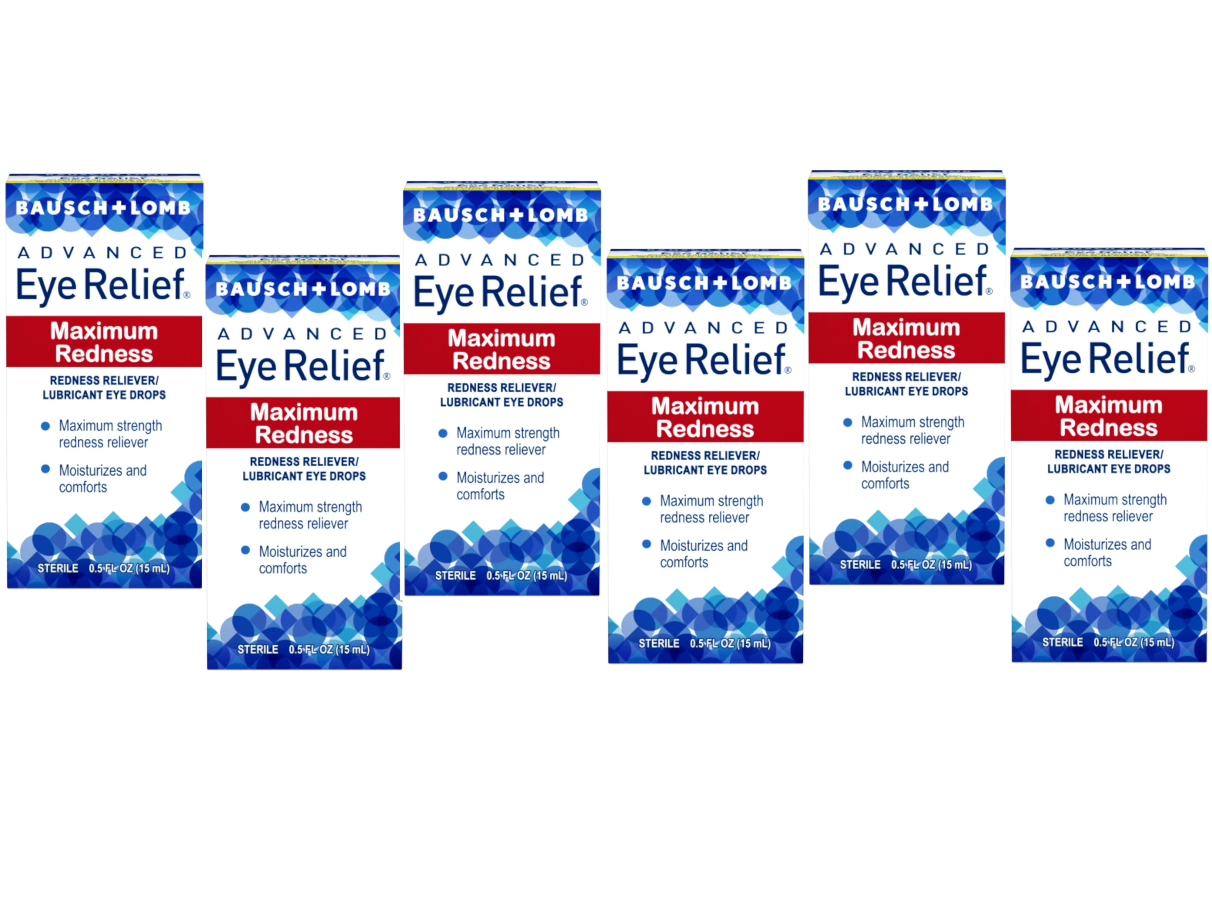 6 Pack - Advanced Eye Relief Maximum Redness, Redness Reliever Lubricant Eye Drops from Bausch & Lomb, for Dry Eyes & Redness Relief, 0.5 Fl Oz (15 mL)